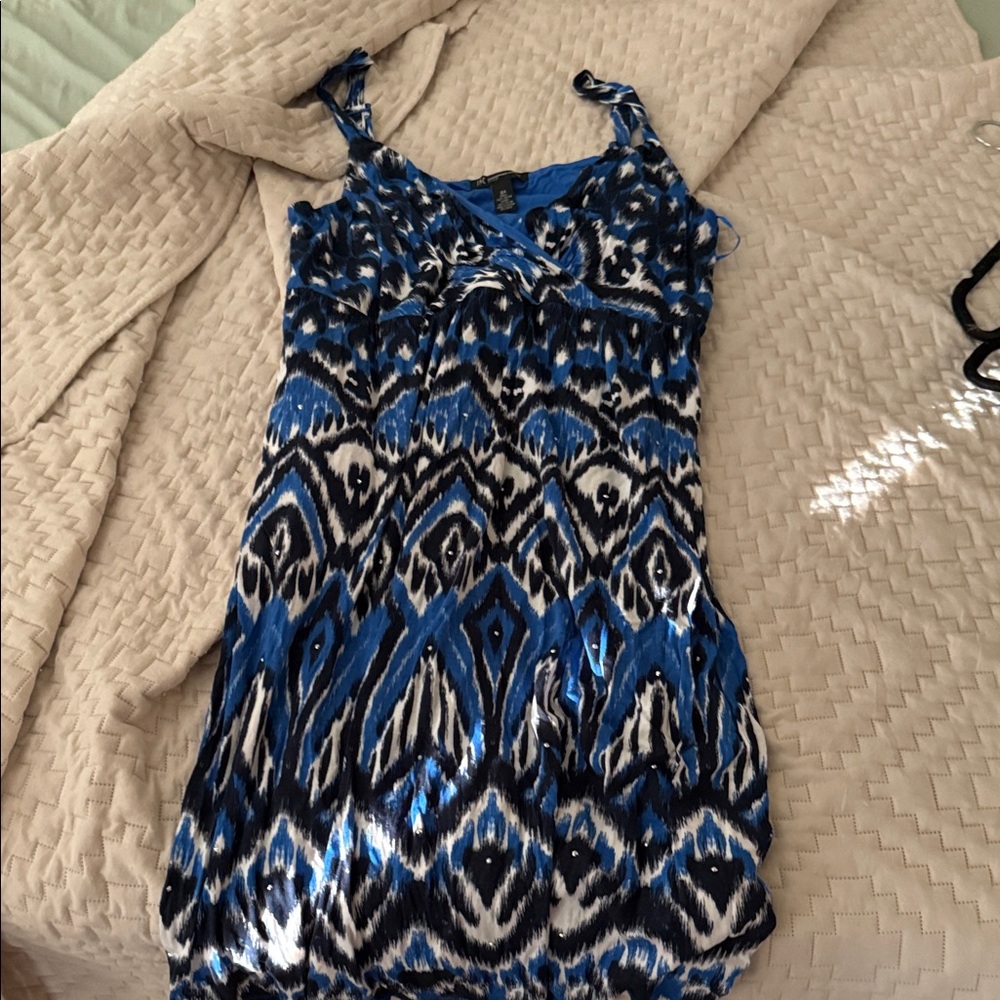 INC International Concepts Blue and Black Mini Dress